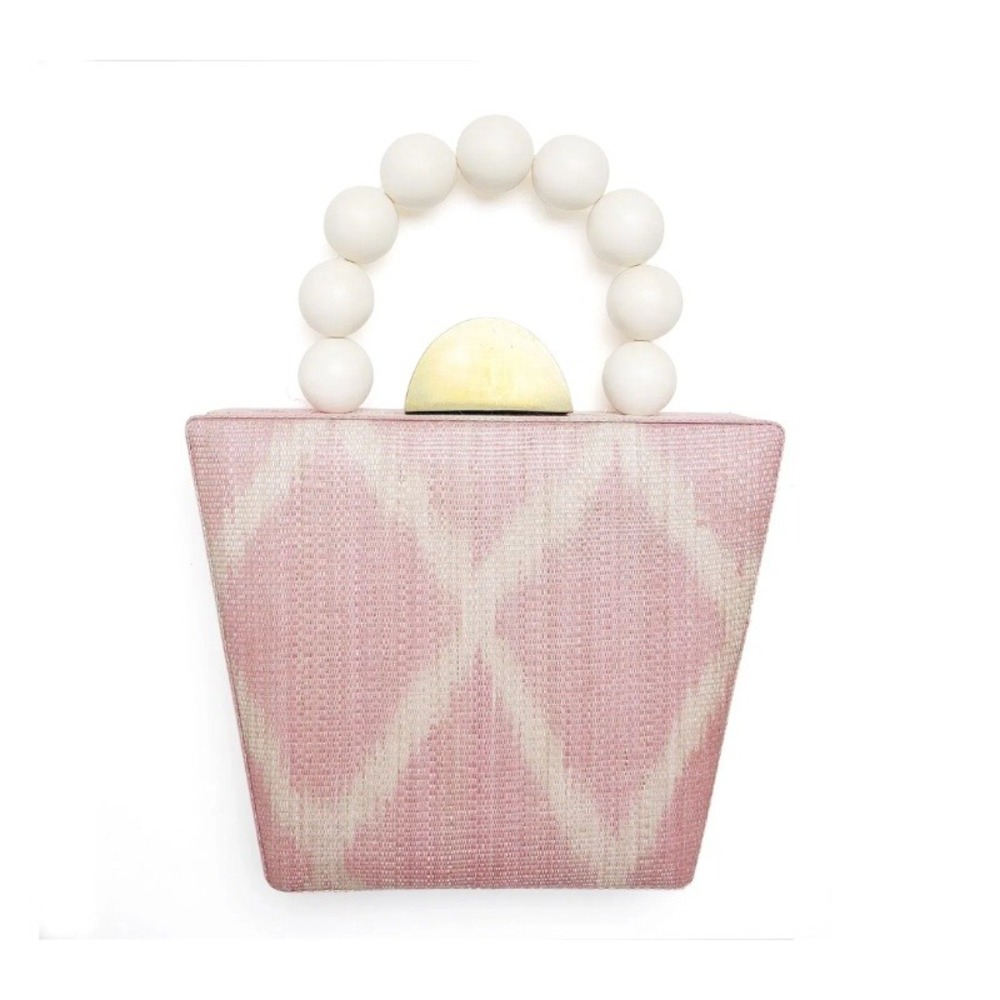 Soliโ & Sun Raw Silk Box Bag Artisinal Purse Pink Woven Crossbody New